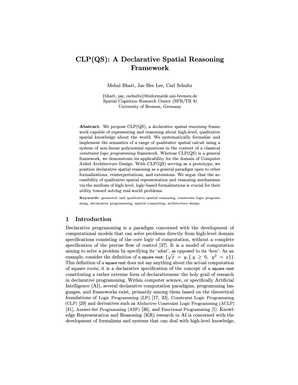 CLP(QS): A Declarative Spatial Reasoning Framework