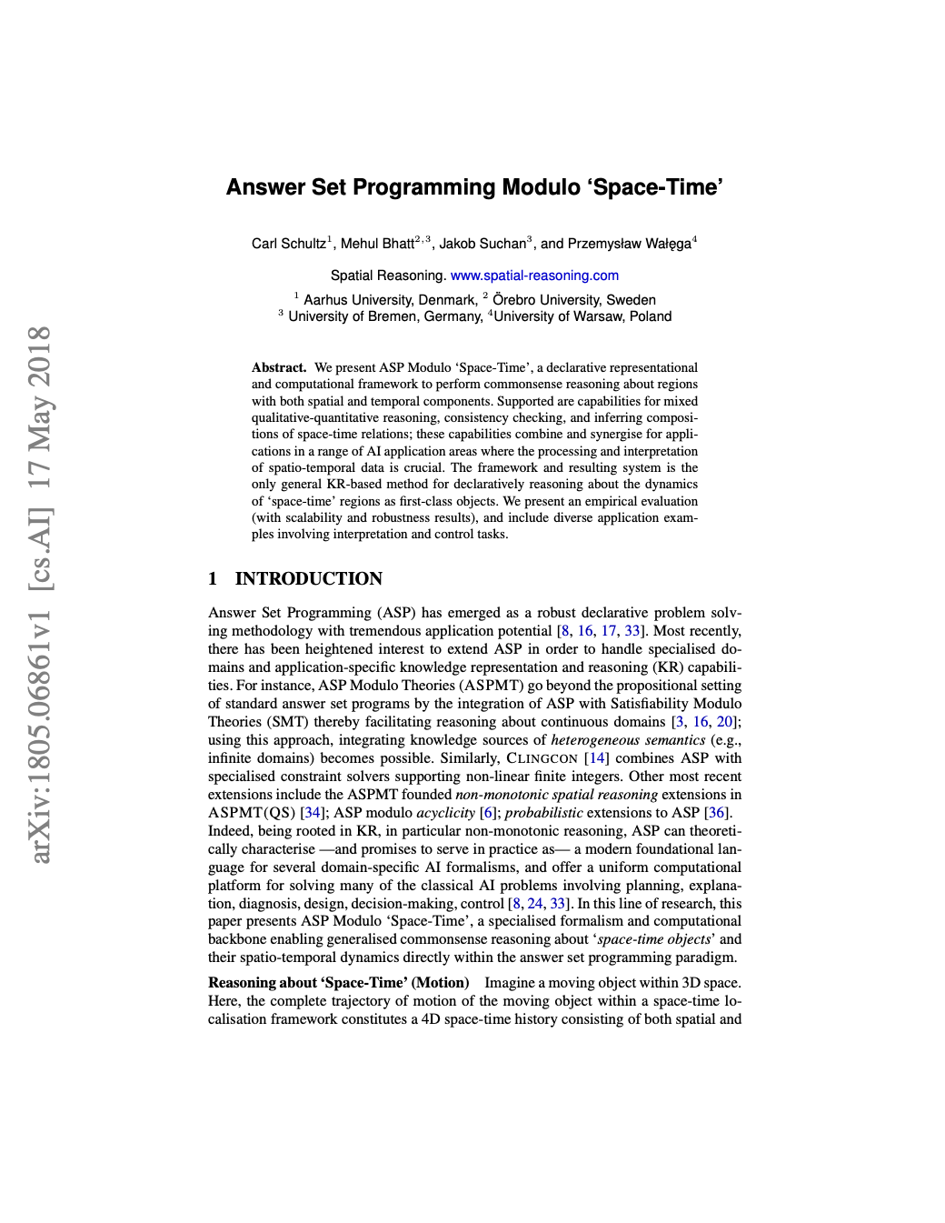 Answer set programming modulo ‘space-time’