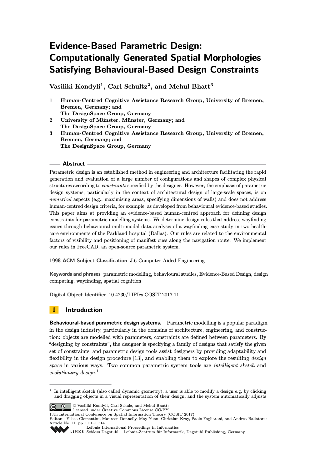 Evidence-Based Parametric Design: Computationally Generated Spatial Morphologies Satisfying Behavioural-Based Design Constraints